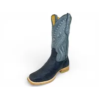 Bota Texana Reizinho Premium de Couro Legítimo de Bisão Navy Blue - Cano Alto, Bico Quadrado - Solado de Couro Artesanal - imagem 2