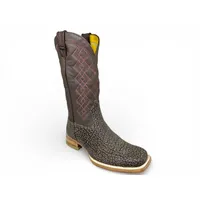 Bota Texana Reizinho Premium de Couro Legítimo de Bisão Cinza Stone - Cano Alto, Bico Quadrado - Solado de Couro Artesanal - imagem 3