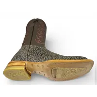 Bota Texana Reizinho Premium de Couro Legítimo de Bisão Cinza Stone - Cano Alto, Bico Quadrado - Solado de Couro Artesanal - imagem 4