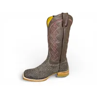 Bota Texana Reizinho Premium de Couro Legítimo de Bisão Cinza Stone - Cano Alto, Bico Quadrado - Solado de Couro Artesanal - imagem 7