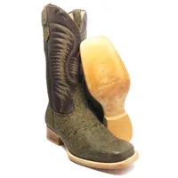 Bota Texana Reizinho Premium de Couro Legítimo de Búfalo Africano Black Cognac - Cano Alto, Bico Quadrado - Solado de Couro Artesanal | Reizinho Botas - imagem 1