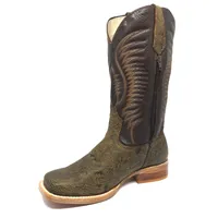 Bota Texana Reizinho Premium de Couro Legítimo de Búfalo Africano Black Cognac - Cano Alto, Bico Quadrado - Solado de Couro Artesanal | Reizinho Botas - imagem 2