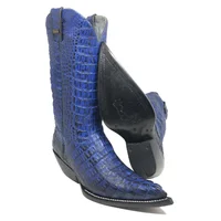 Bota Premium Couro De Jacaré Darkness Blue Rabo Limited Edition - Cano Alto, Bico Fino, Solado De Couro Artesanal - imagem 1