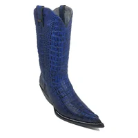 Bota Premium Couro De Jacaré Darkness Blue Rabo Limited Edition - Cano Alto, Bico Fino, Solado De Couro Artesanal - imagem 7