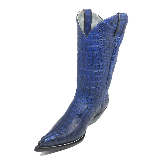 Bota Texana de Couro de Jacaré Darkness Blue Rabo | FULL | Limited Edition | Linha Premium | Reizinho Botas