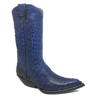 Bota Premium Couro De Jacaré Darkness Blue Rabo Limited Edition - Cano Alto, Bico Fino, Solado De Couro Artesanal - imagem 3