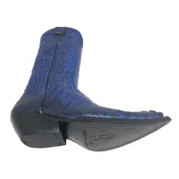 Bota Premium Couro De Jacaré Darkness Blue Rabo Limited Edition - Cano Alto, Bico Fino, Solado De Couro Artesanal - imagem 8