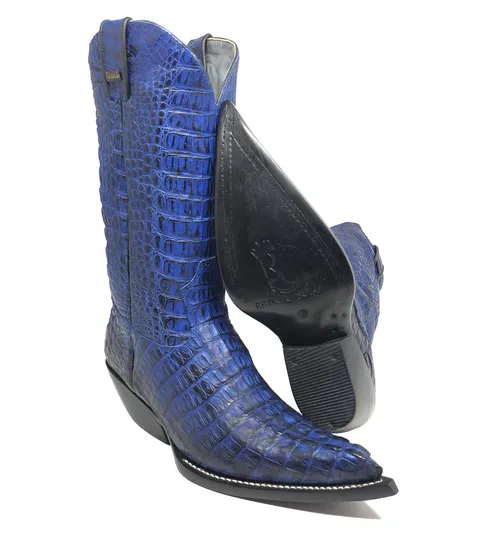 Bota Texana de Couro de Jacaré Darkness Blue Rabo | FULL | Limited Edition | Linha Premium | Reizinho Botas