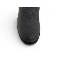 Bota Texana Reizinho Premium de Couro Legítimo de Bisão Preto - Cano Curto Zíper, Bico Redondo - Solado de Couro Artesanal - imagem 5