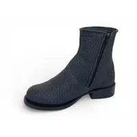 Bota Texana Reizinho Premium de Couro Legítimo de Bisão Preto - Cano Curto Zíper, Bico Redondo - Solado de Couro Artesanal - imagem 7