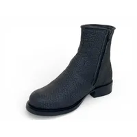 Bota Texana Reizinho Premium de Couro Legítimo de Bisão Preto - Cano Curto Zíper, Bico Redondo - Solado de Couro Artesanal - imagem 2