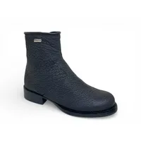 Bota Texana Reizinho Premium de Couro Legítimo de Bisão Preto - Cano Curto Zíper, Bico Redondo - Solado de Couro Artesanal - imagem 6