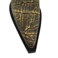 Bota Texana Reizinho Premium de Couro Legítimo de Elefante Black Cognac - Cano Alto, Bico Fino - Solado de Couro Artesanal - imagem 5