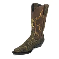 Bota Texana Reizinho Premium de Couro Legítimo de Elefante Black Cognac - Cano Alto, Bico Fino - Solado de Couro Artesanal - imagem 2