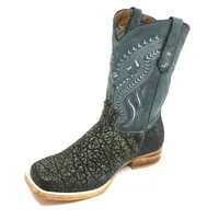 Bota Texana Reizinho Premium de Couro Legítimo de Elefante Cinza Natural LIMITED EDITION - Cano Médio, Bico Quadrado - Solado de Couro Artesanal Injetado - imagem 2