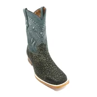 Bota Texana Reizinho Premium de Couro Legítimo de Elefante Cinza Natural LIMITED EDITION - Cano Médio, Bico Quadrado - Solado de Couro Artesanal Injetado - imagem 3