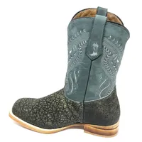 Bota Texana Reizinho Premium de Couro Legítimo de Elefante Cinza Natural LIMITED EDITION - Cano Médio, Bico Quadrado - Solado de Couro Artesanal Injetado - imagem 7