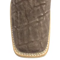 Bota Texana Reizinho Premium de Couro Legítimo de Elefante Marrom - Cano Alto Branco, Bico Quadrado - Solado de Couro Artesanal - imagem 5