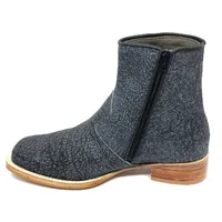 Bota Texana Reizinho Premium de Couro Legítimo de Búfalo Africano Stone - Cano Curto Zíper, Bico Quadrado - Solado de Co - imagem 7