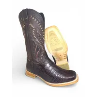 Bota Texana Reizinho Premium de Couro Legítimo de Crocodilo Do Nilo Marrom - Cano Alto, Bico Quadrado - Solado de Couro Artesanal - imagem 1