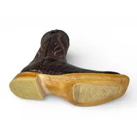 Bota Texana Reizinho Premium de Couro Legítimo de Crocodilo Do Nilo Marrom - Cano Alto, Bico Quadrado - Solado de Couro Artesanal - imagem 4