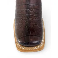 Bota Texana Reizinho Premium de Couro Legítimo de Crocodilo Do Nilo Marrom - Cano Alto, Bico Quadrado - Solado de Couro Artesanal - imagem 5