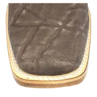 Bota Texana Reizinho Premium de Couro Legítimo de Elefante Marrom - Cano Alto Preto, Bico Quadrado - Solado de Couro Artesanal - imagem 5