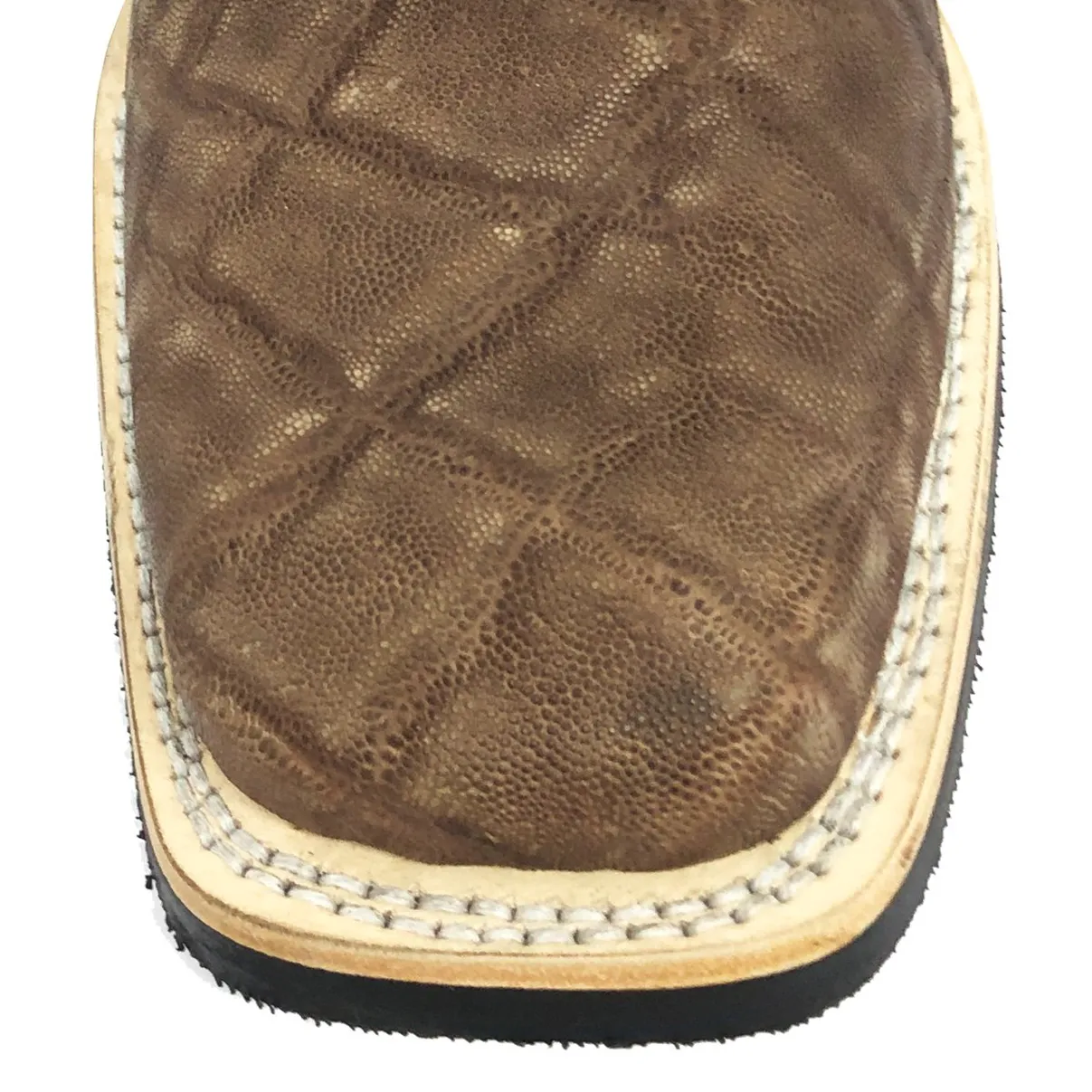 Bota Texana Reizinho Premium de Couro Legítimo de Elefante Marrom LIMITED EDITION - Cano Alto, Bico Quadrado - Solado X-Flex