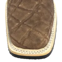 Bota Texana Reizinho Premium de Couro Legítimo de Elefante Marrom LIMITED EDITION - Cano Alto, Bico Quadrado - Solado X-Flex - imagem 5