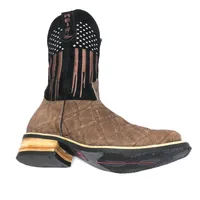 Bota Texana Reizinho Premium de Couro Legítimo de Elefante Marrom LIMITED EDITION - Cano Alto, Bico Quadrado - Solado X-Flex - imagem 4