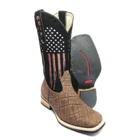 Bota Texana Reizinho Premium de Couro Legítimo de Elefante Marrom LIMITED EDITION - Cano Alto, Bico Quadrado - Solado X-Flex - imagem 1