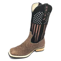 Bota Texana Reizinho Premium de Couro Legítimo de Elefante Marrom LIMITED EDITION - Cano Alto, Bico Quadrado - Solado X-Flex - imagem 2