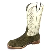 Bota Texana Reizinho Premium de Couro Legítimo de Elefante Verde Musgo - Cano Alto, Bico Quadrado - Solado de Couro Artesanal - imagem 6