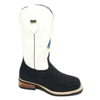 Bota Texana Reizinho Premium de Couro Legítimo de Elefante Preto - Cano Alto, Bico Quadrado - Solado X-Flex Artesanal | Reizinho Botas - imagem 3