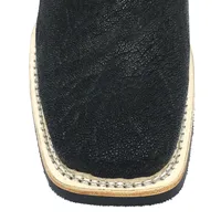 Bota Texana Reizinho Premium de Couro Legítimo de Elefante Preto - Cano Alto, Bico Quadrado - Solado X-Flex Artesanal | Reizinho Botas - imagem 5