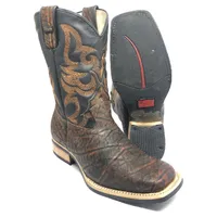 Bota Texana Reizinho Premium de Couro Legítimo de Elefante Volcano - Cano Médio, Bico Quadrado - Solado X-Flex Artesanal - imagem 1