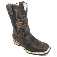 Bota Texana Reizinho Premium de Couro Legítimo de Elefante Volcano - Cano Médio, Bico Quadrado - Solado X-Flex Artesanal - imagem 3