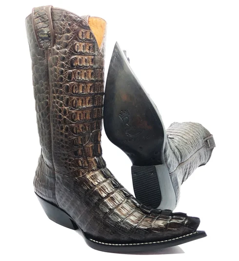 Bota Texana de Couro de Jacaré Marrom Rabo | FULL | Limited Edition | Linha Premium | Reizinho Botas