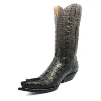 Bota Reizinho Premium Couro Jacaré Marrom Rabo Limited Edition - Cano Alto, Bico Fino, Solado De Couro Artesanal - imagem 5