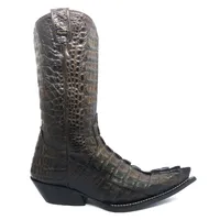 Bota Reizinho Premium Couro Jacaré Marrom Rabo Limited Edition - Cano Alto, Bico Fino, Solado De Couro Artesanal - imagem 7