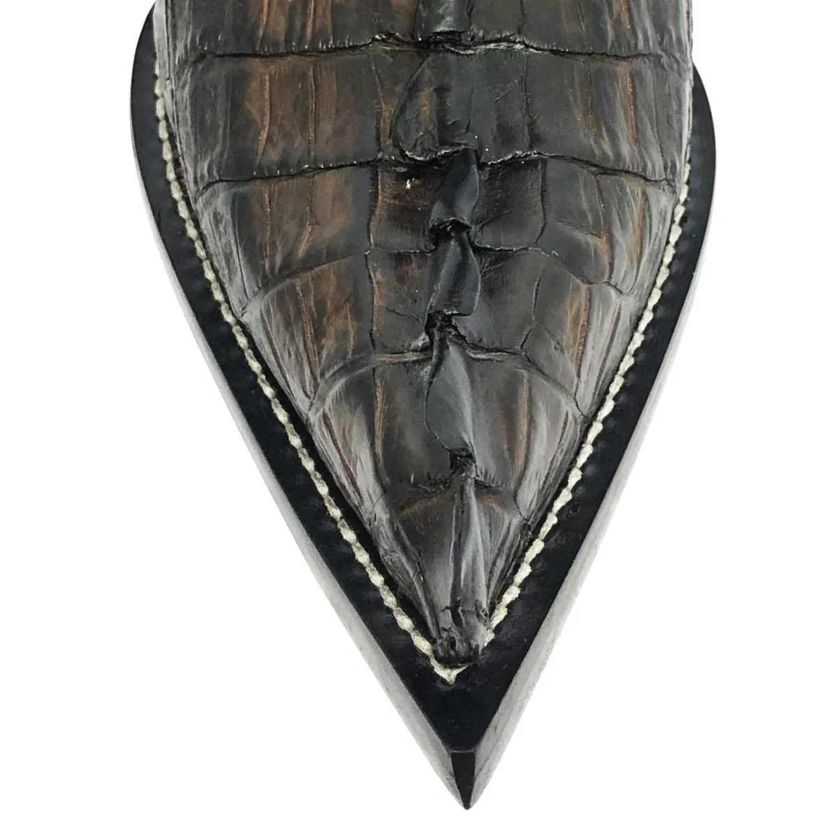 Bota Reizinho Premium Couro Jacaré Marrom Rabo Limited Edition - Cano Alto, Bico Fino, Solado De Couro Artesanal