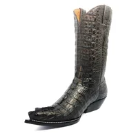 Bota Reizinho Premium Couro Jacaré Marrom Rabo Limited Edition - Cano Alto, Bico Fino, Solado De Couro Artesanal - imagem 8