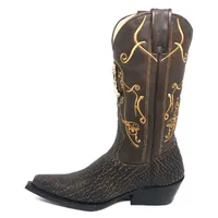 Bota Texana Reizinho Premium de Couro Legítimo de Tubarão Brown Matte LIMITED EDITION - Cano Alto, Bico Fino - Solado de Couro Artesanal - imagem 7