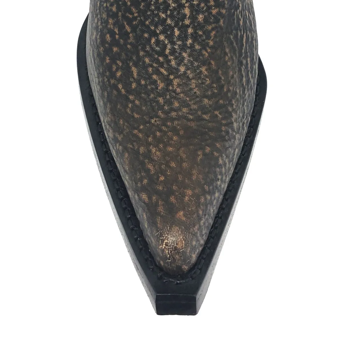 Bota Texana Reizinho Premium de Couro Legítimo de Tubarão Brown Matte LIMITED EDITION - Cano Alto, Bico Fino - Solado de Couro Artesanal