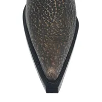 Bota Texana Reizinho Premium de Couro Legítimo de Tubarão Brown Matte LIMITED EDITION - Cano Alto, Bico Fino - Solado de Couro Artesanal - imagem 5