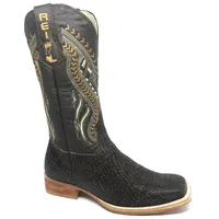 Bota Texana Reizinho Premium de Couro Legítimo de Tubarão Brown Matte LIMITED EDITION - Cano Alto, Bico Quadrado - Solado de Couro Artesanal - imagem 3