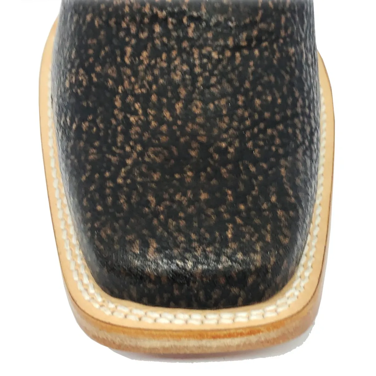 Bota Texana Reizinho Premium de Couro Legítimo de Tubarão Brown Matte LIMITED EDITION - Cano Alto, Bico Quadrado - Solado de Couro Artesanal