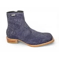 Bota Texana Reizinho Premium de Couro Legítimo de Lobo Marinho Preto Navy Blue - Cano Curto Zíper, Bico Quadrado - Solad - imagem 3