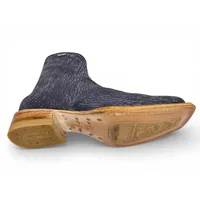 Bota Texana Reizinho Premium de Couro Legítimo de Lobo Marinho Preto Navy Blue - Cano Curto Zíper, Bico Quadrado - Solad - imagem 4