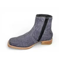 Bota Texana Reizinho Premium de Couro Legítimo de Lobo Marinho Preto Navy Blue - Cano Curto Zíper, Bico Quadrado - Solad - imagem 7
